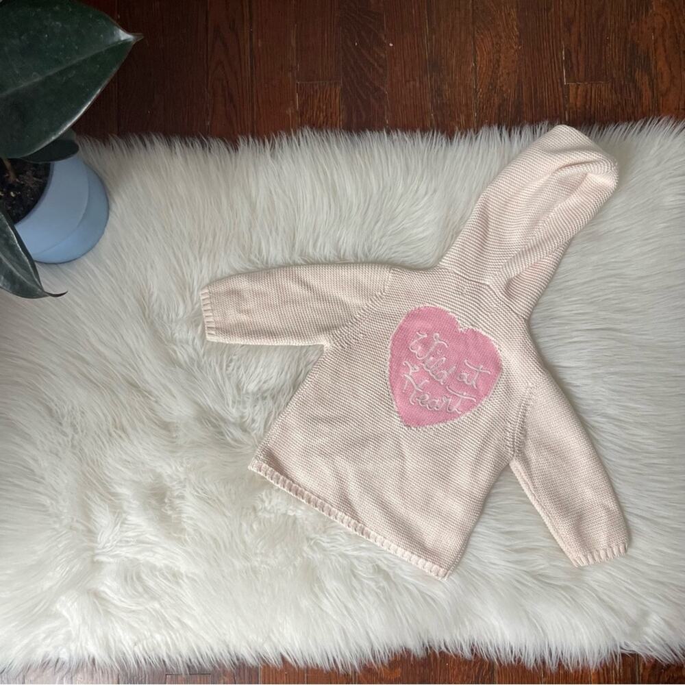 Baby Girl Pink Heart Cardigan Sweater Hoodie 6-9 months NWT